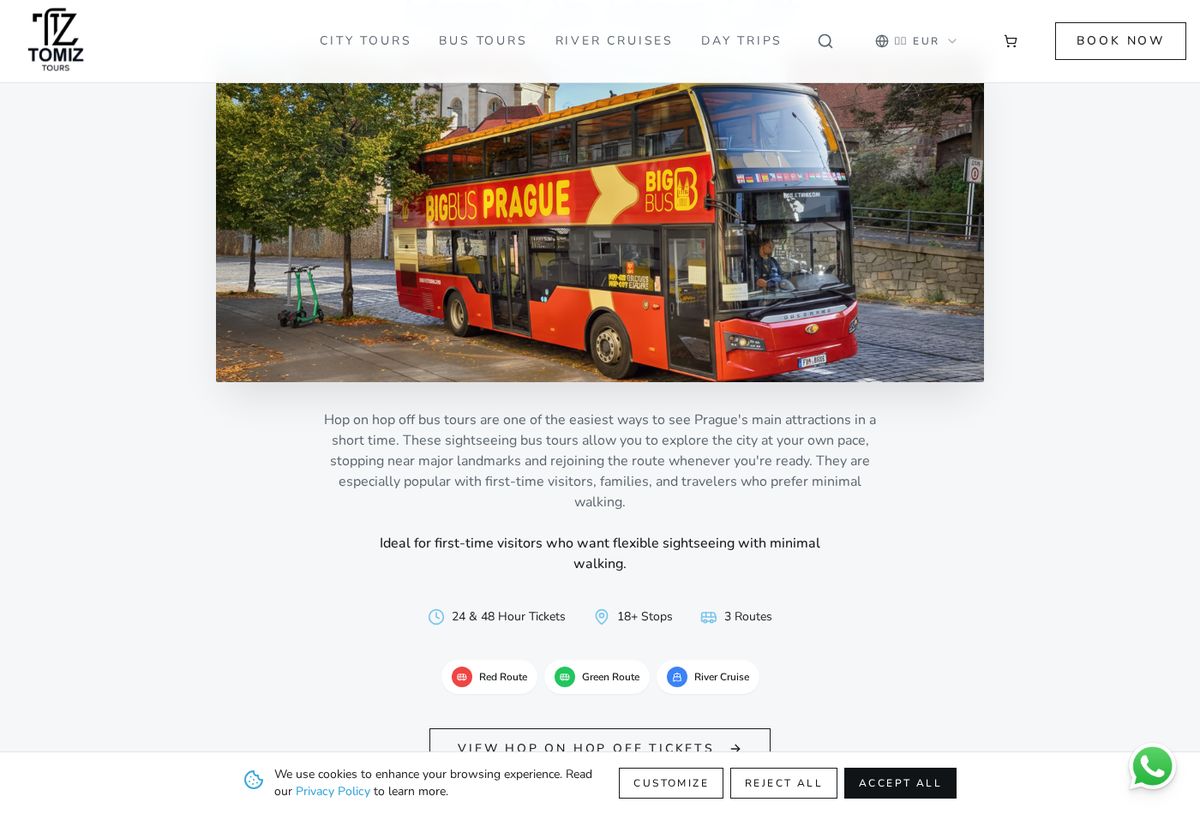 Tomiz Tours website screenshot 3